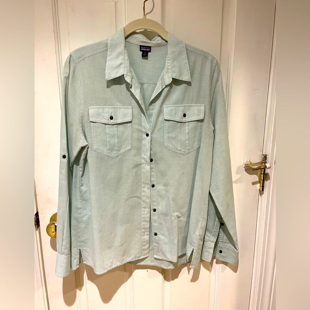 Patagonia Lightweight A/C buttondown LS green stripe M